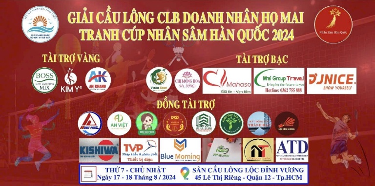 CLB DN Họ Mai KV Gò Vấp Trao Giải Cầu Lông Tranh Cup Nhân Sâm Hàn Quốc.